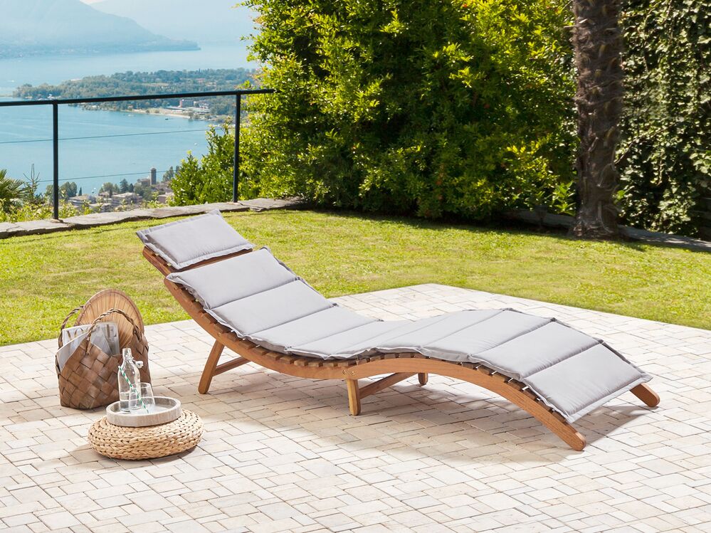 Wood sun lounger with cushion outlet