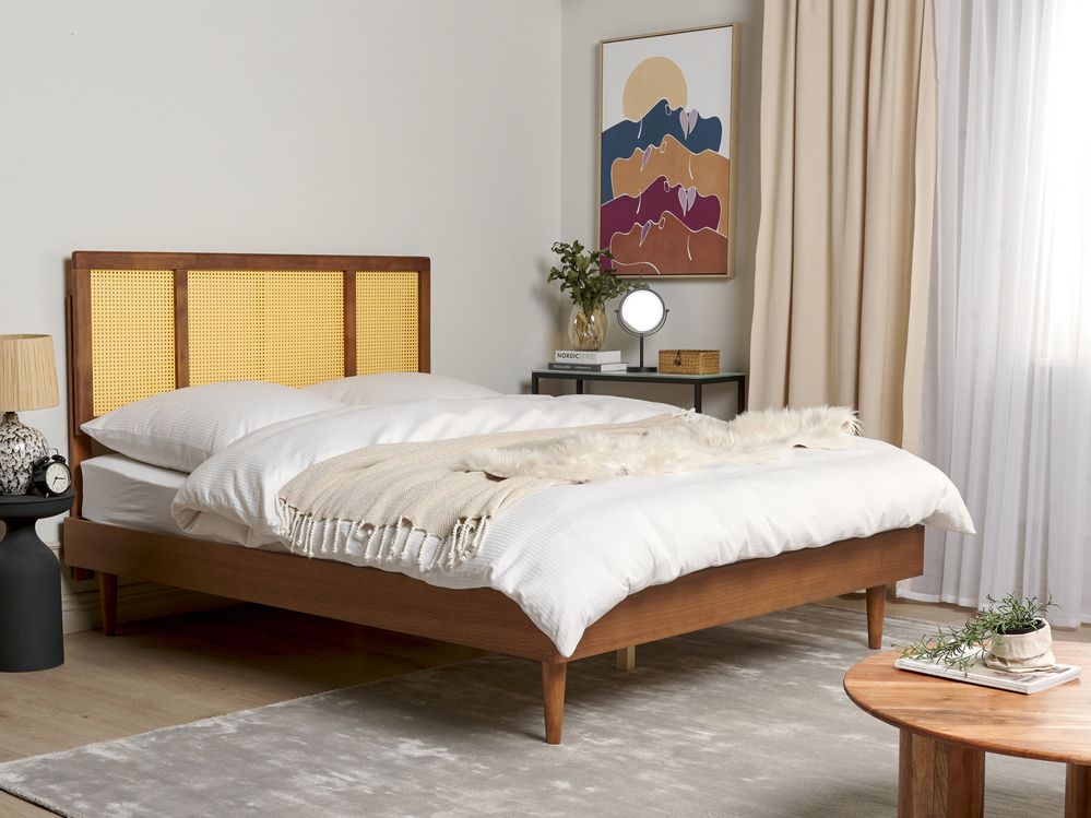 Cama Ratán AURAY 160 x 200 cm Marrón