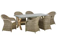 Garden Dining Set 6 Seater SUSUA/OLBIA with Cushions Concrete Light Brown_824176