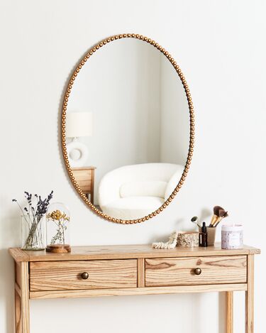 Oval Wall Mirror 83 x 57 cm Gold OUVEA