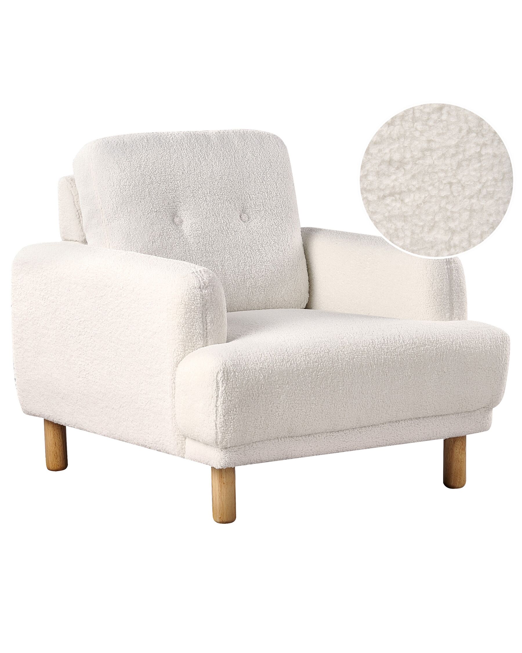 Sillón de bouclé blanco TUVE_927339