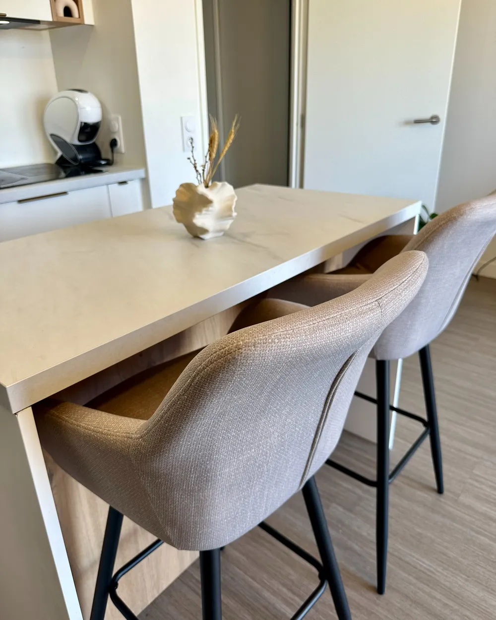 Set di 2 sedie alte CASMALIA Velluto Tortora_982578
