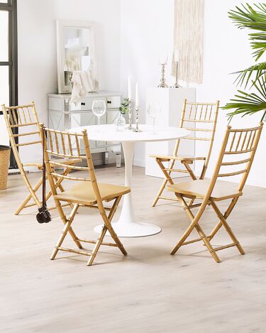 Set of 4 Wooden Chairs Gold MACHIAS