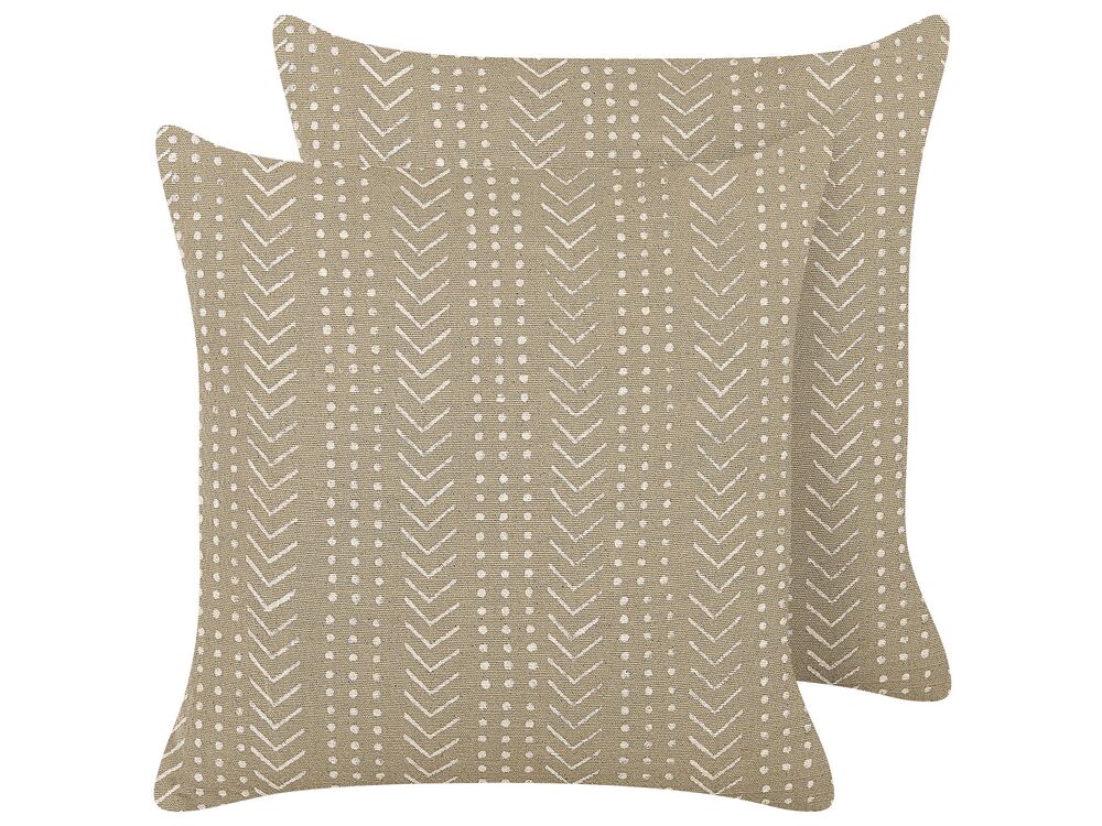 Dekokissen 2er Set SENECIO 45 x 45 cm Baumwolle Beige Geometrisches Muster