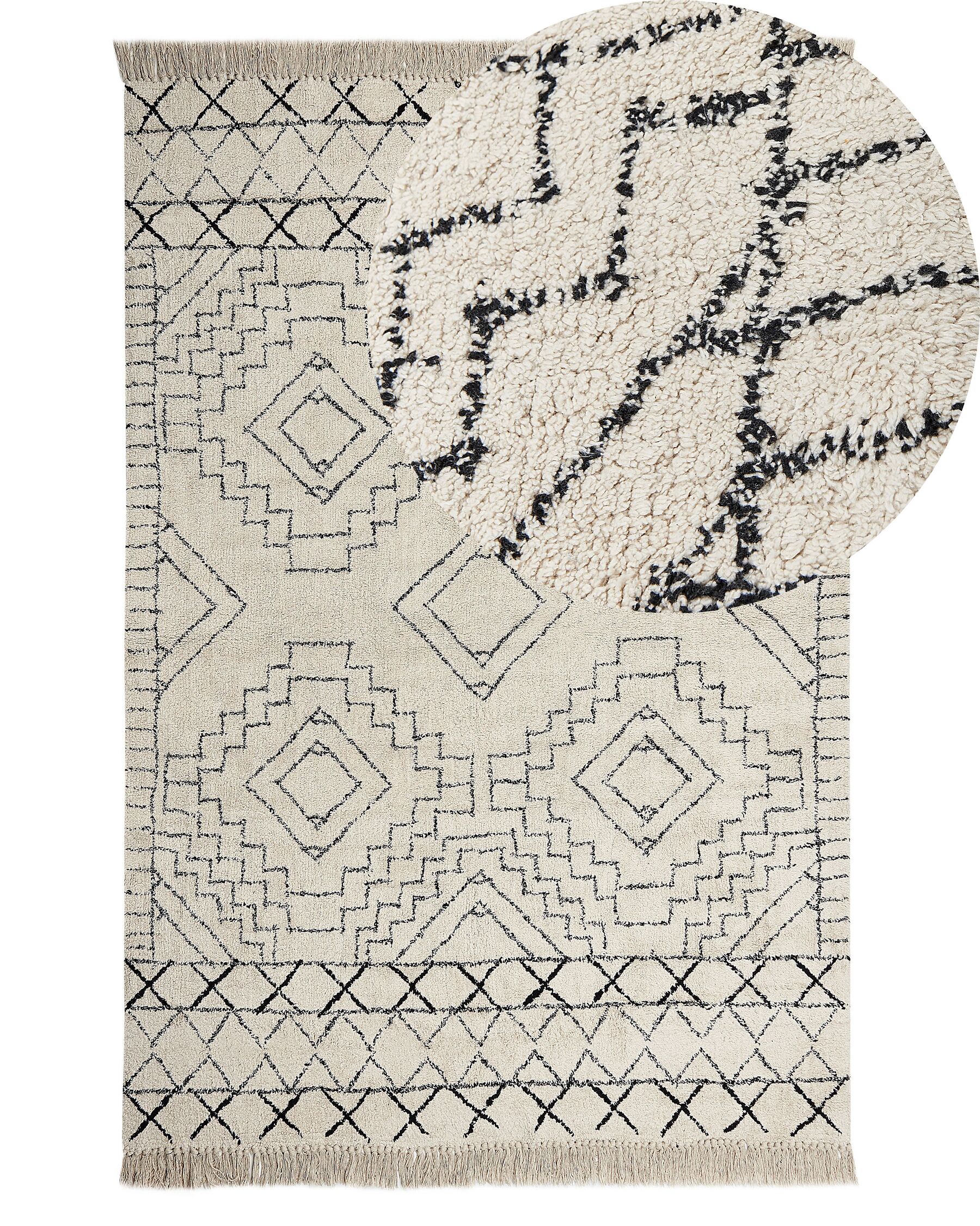 Bavlnený koberec 140 x 200 cm béžová/čierna ZEYNE_840035