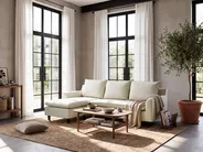 Corner Sofa 3 Seater ELVENES Fabric Light Beige Right Hand_1149695