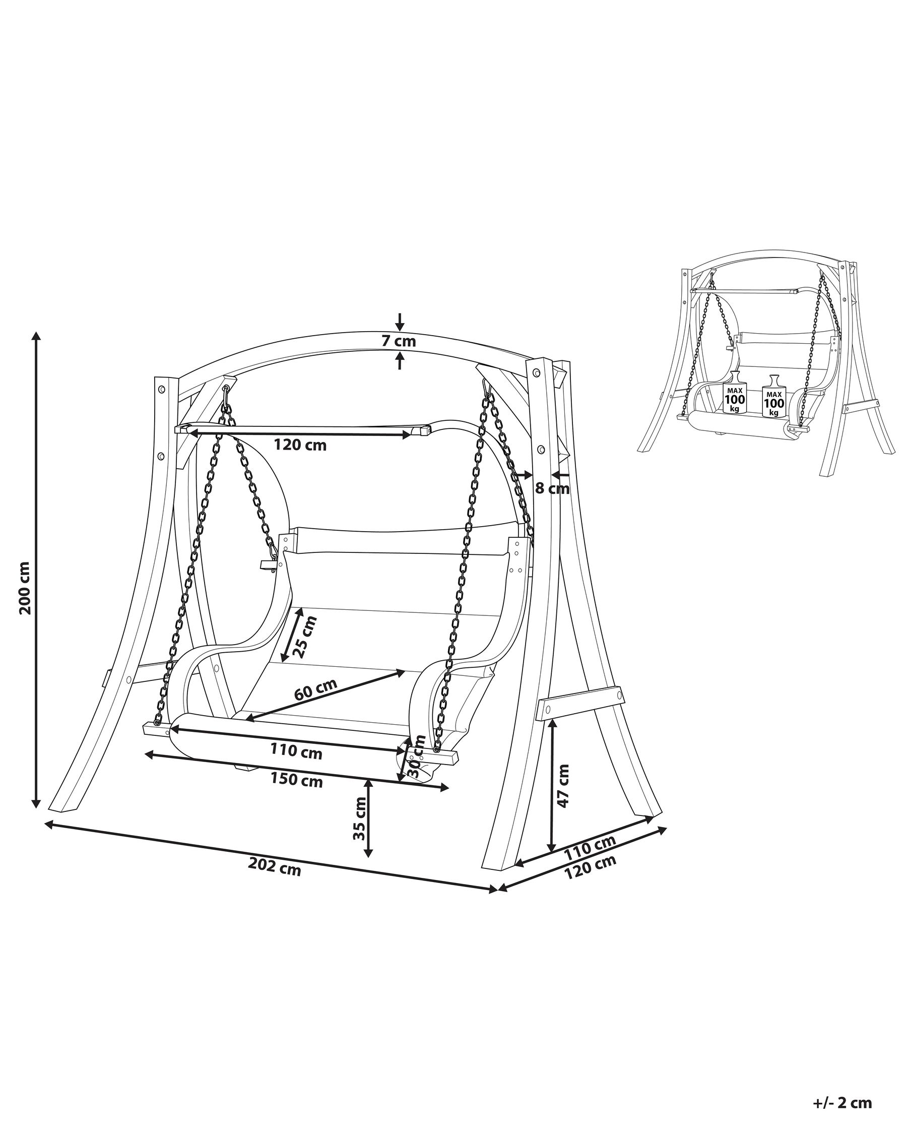 Patio Swing APRILIA Larch Wood Brown_679851