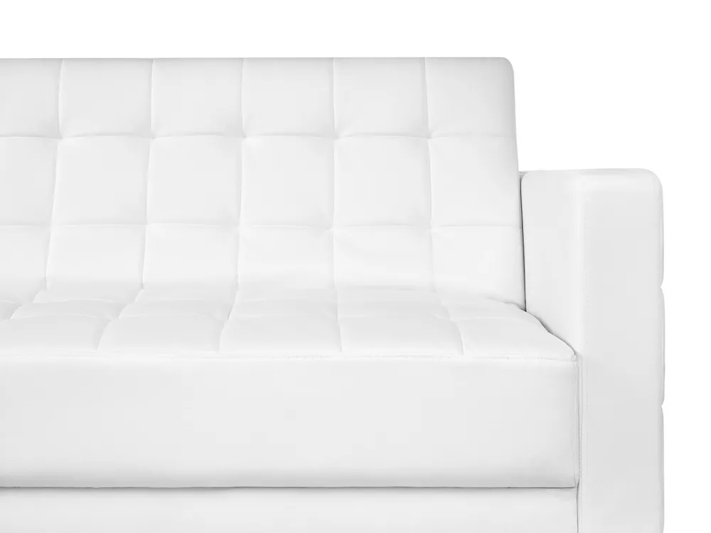 Canapé 3 places en simili cuir 210×95×100 cm – ivoire – assise rembourrée et accoudoirs confortables