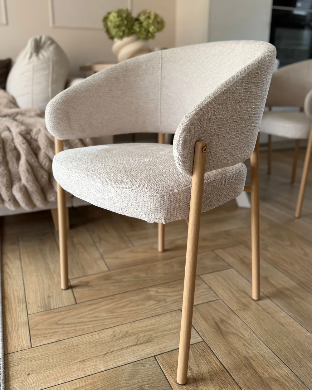 Lot de 2 chaises de salle à manger ZANE Tissu Beige clair_1188053