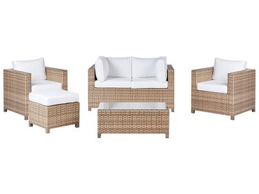 4 Seater PE Rattan Garden Sofa Set White MILANO