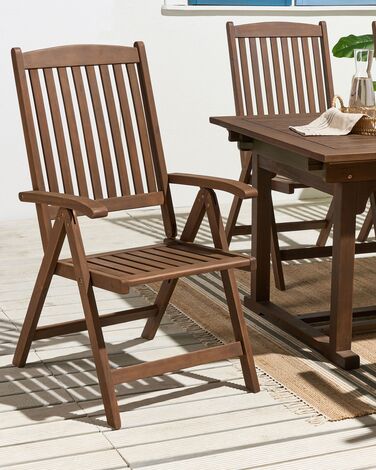 Acacia Wood Garden Folding Chair Dark Wood AMANTEA