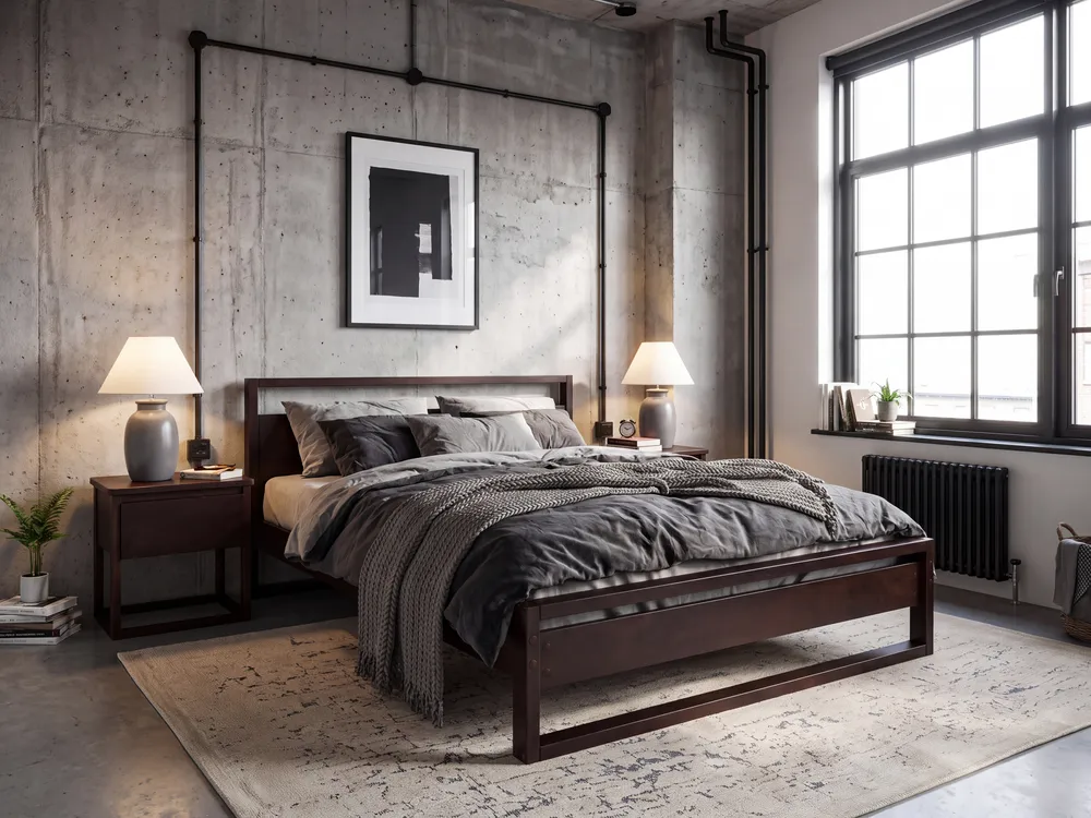 Bed Pine Wood GIULIA 160 x 200 cm (EU King Size) Dark Brown_1144967