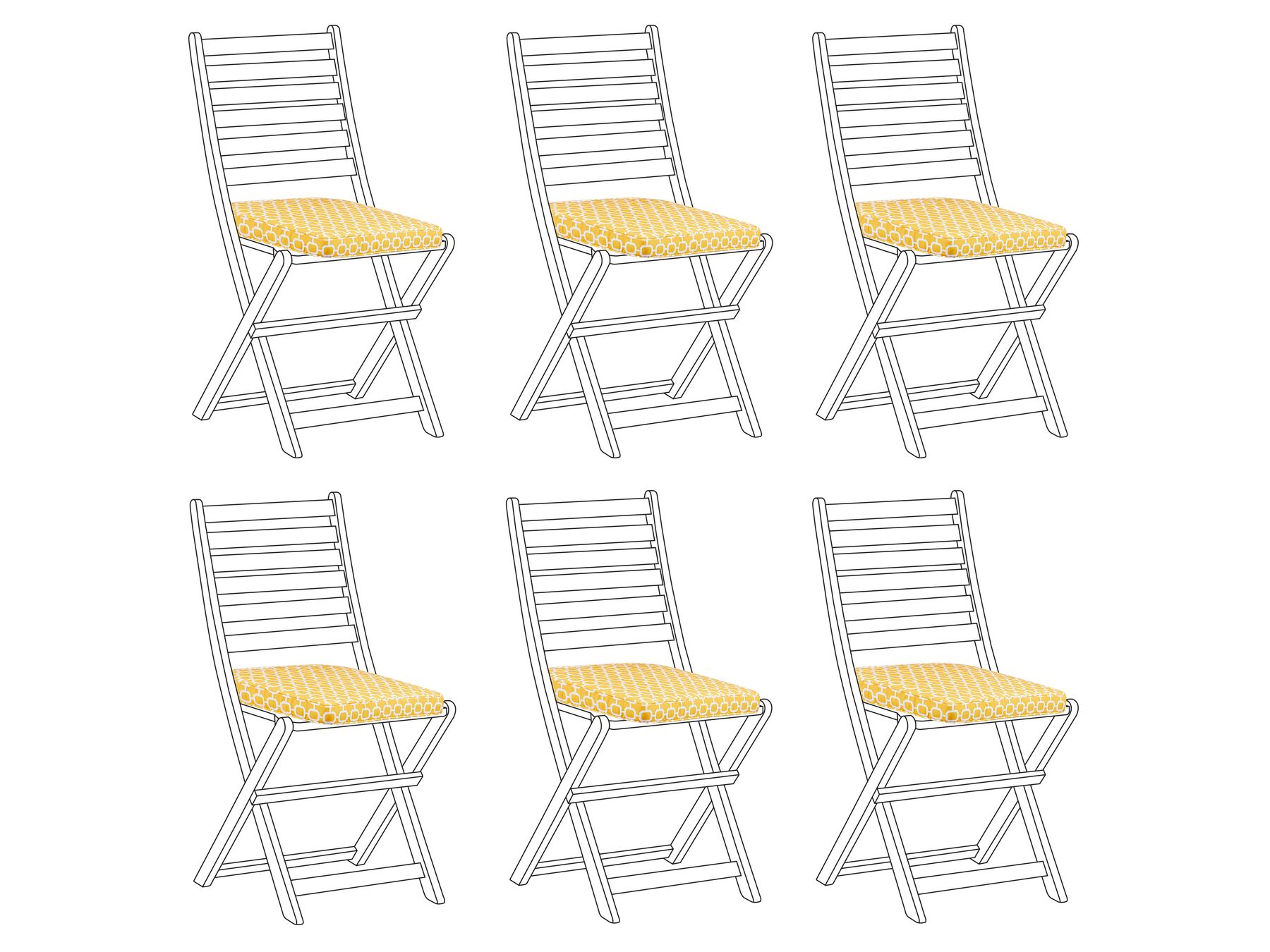 Set med 6 stolsdynor 31 x 39 cm gul TOLVE _849039