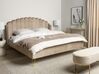 Cama de casal em veludo taupe 180 x 200 cm AMBILLOU_902490