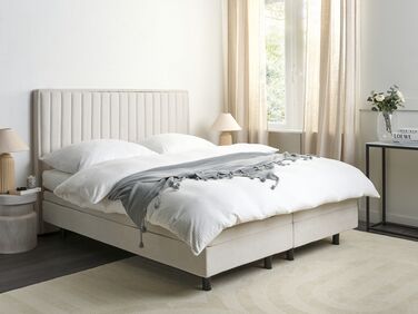 Fabric EU King Size Adjustable Bed Beige DUKE II