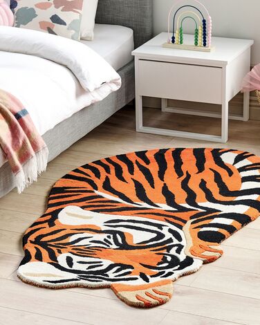 Wool Kids Rug Tiger 100 x 155 cm Orange RAJAH