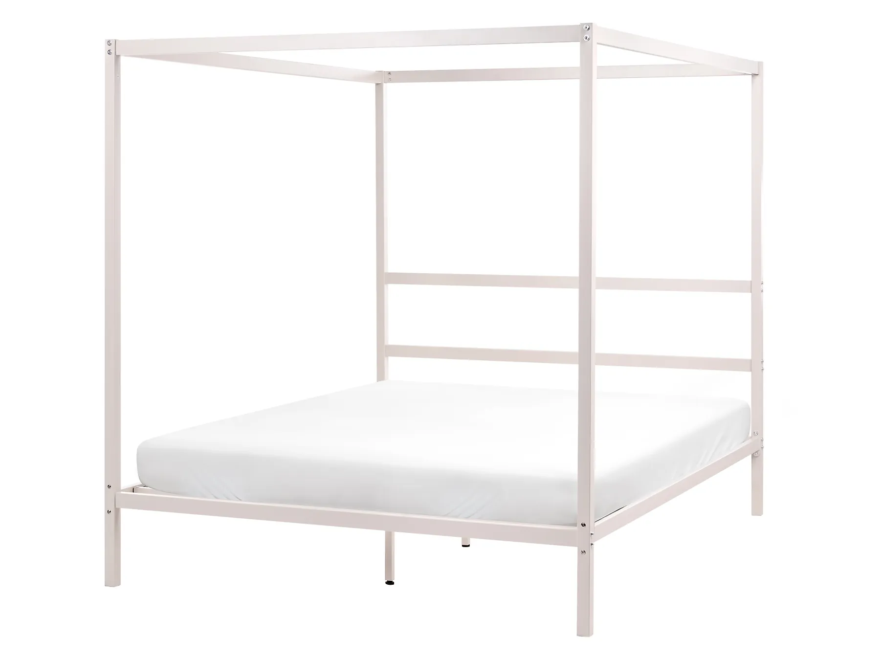 Cama com dossel Metal LESTARDS 160 x 200 cm Creme claro_1165342
