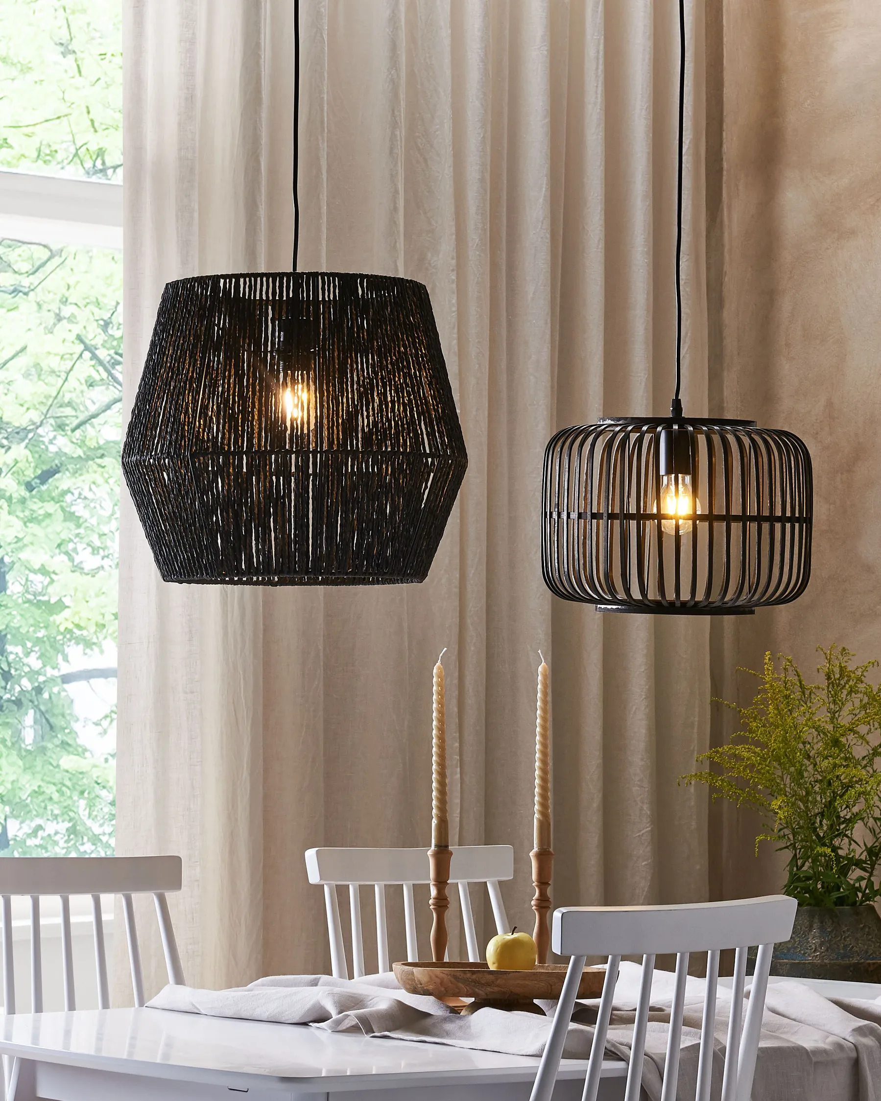 Pendant Lamp GWERU Paper Rope Black_827352