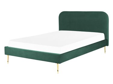 Zamatová posteľ 140 x 200 cm zelená FLAYAT