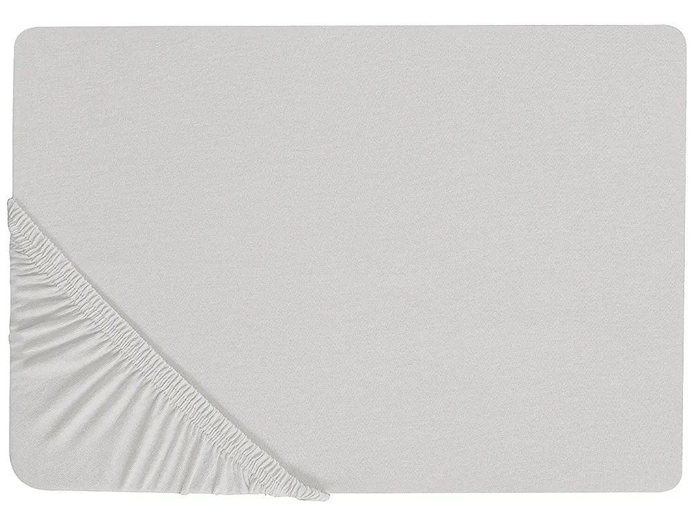 Prześcieradło z gumką JANBU 200 x 200 cm Bawełna Jasnoszary_845171