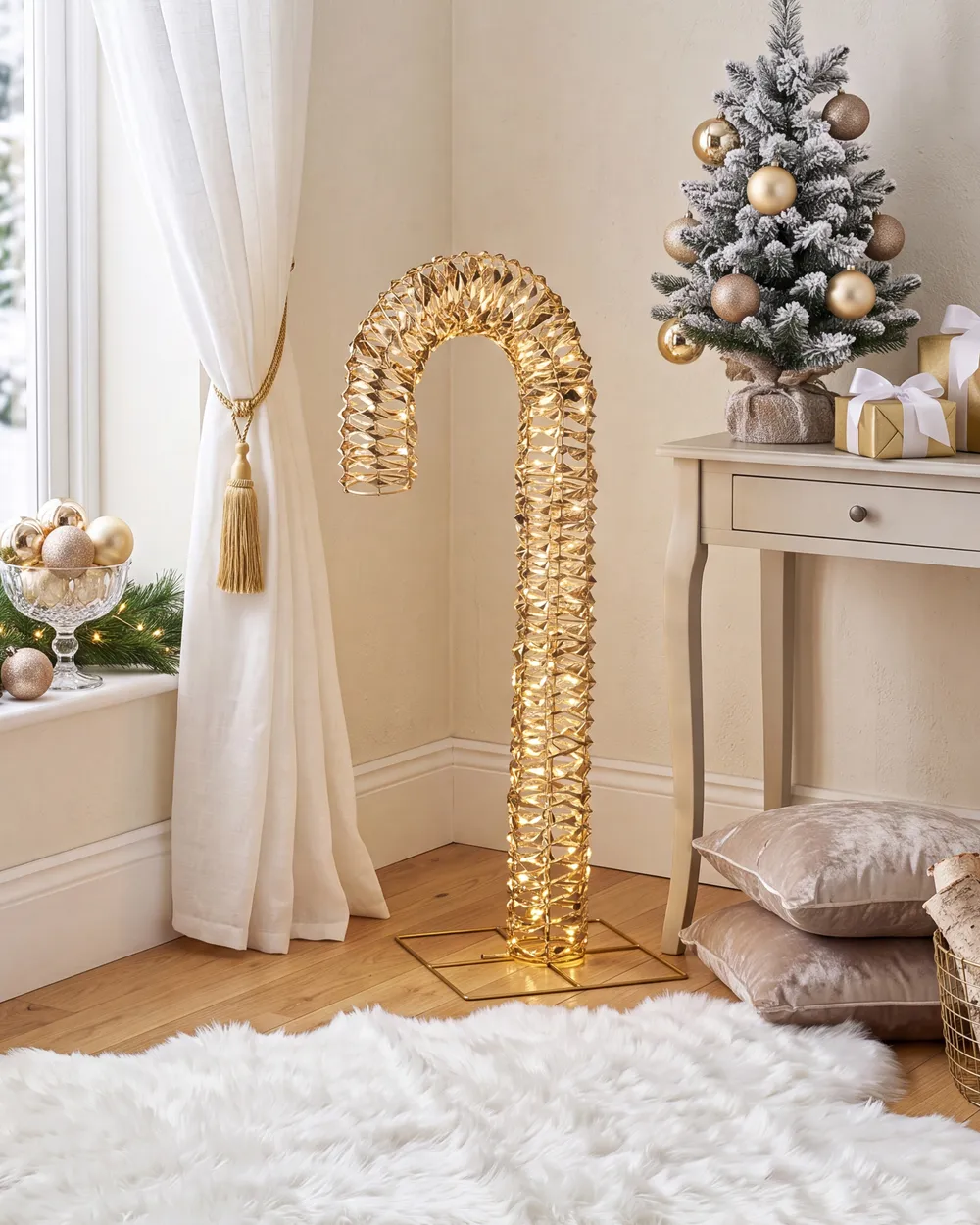 Outdoor Decoration LED NORRESO 74 cm Candy Cane Gold_1015651