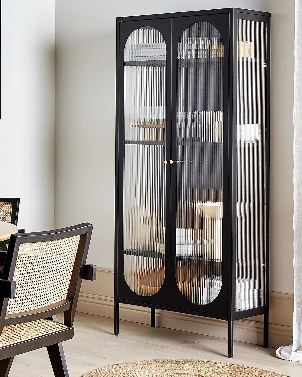 Vetrina in vetro FOXTON 80 cm Metallo Nero