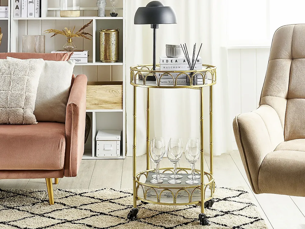 Kitchen Trolley SHAFTER Metal White Marble_1178141