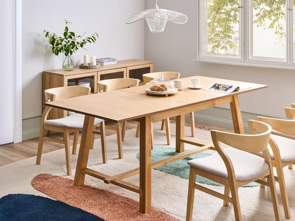 Extending Dining Table BARNES Light Ash Wood 160/200 cm 90 cm
