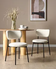 Set of 2 Dining Chairs CASEY Boucle Off-White_887267