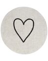 Round Cotton Area Rug ø 140 cm Beige and Black HEART_903817