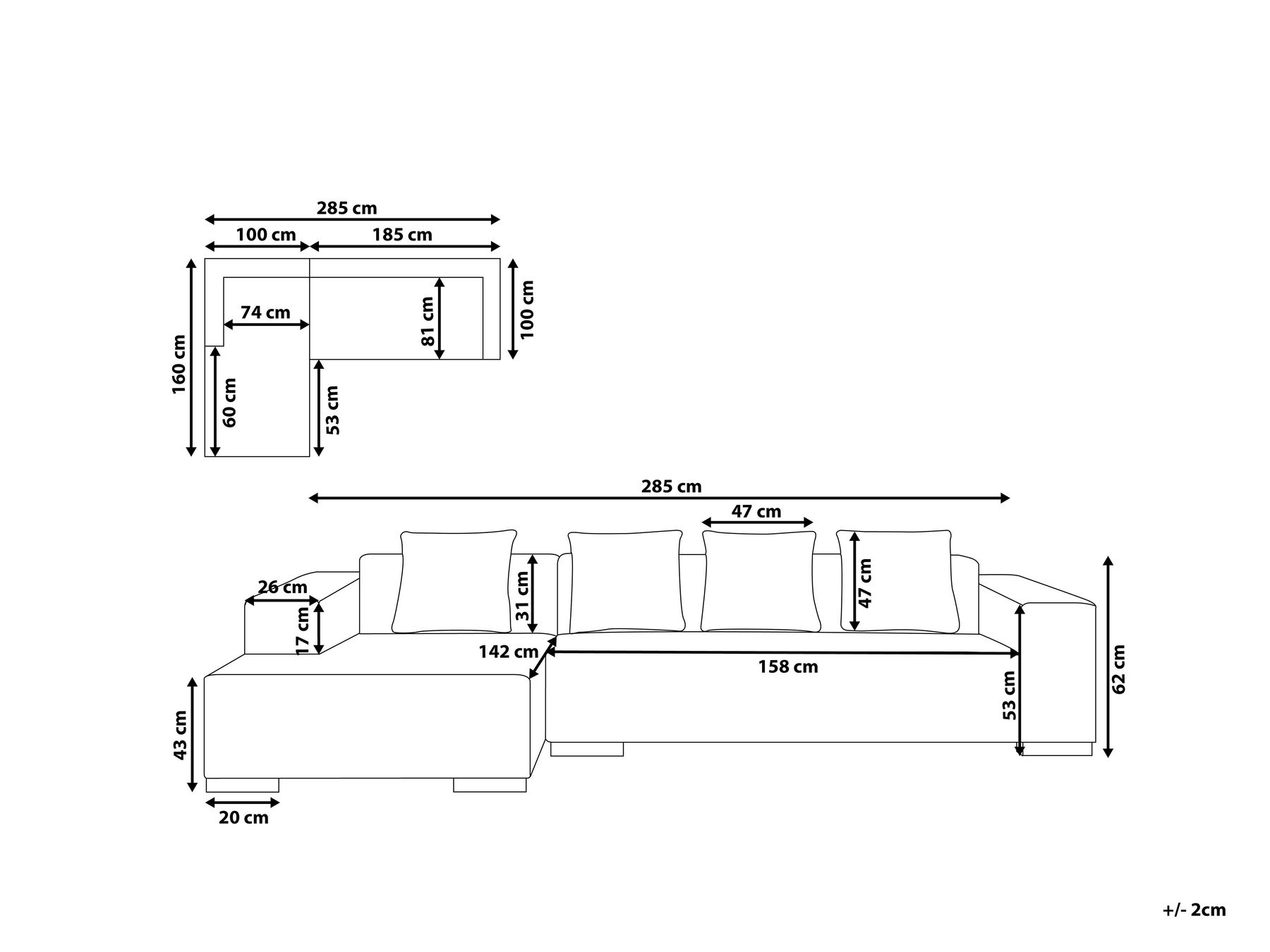 Right Hand Boucle Corner Sofa White LUNGO_962408