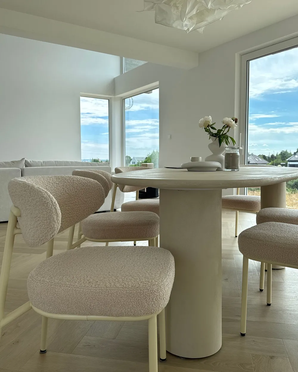 Set of 2 Dining Chairs UNITY Boucle Light Beige_1095851