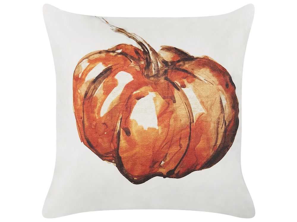 Poduszka dekoracyjna CURBITA 45 x 45 cm Welur Beżowy Wzór roślinny