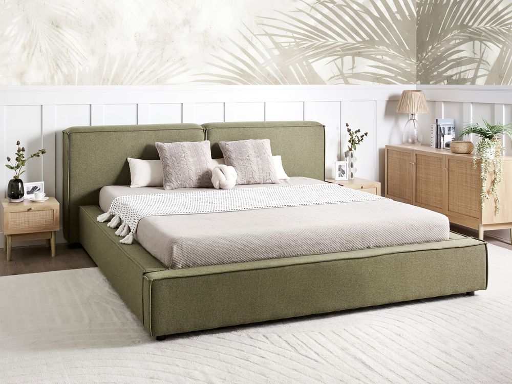 Lit à eau Tissu LINARDS 180 x 200 cm Vert olive