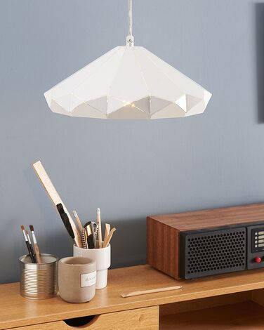 Metal Pendant Lamp White NEVOLA