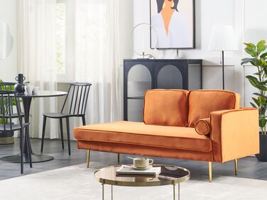 Right Hand Velvet Chaise Lounge Orange MIRAMAS