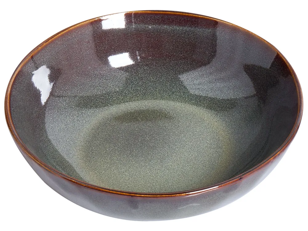 Set di 4 Piatti fondi THYME Gres porcellanato Verde scuro_957242