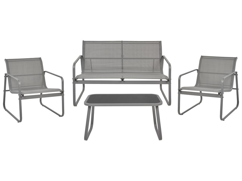 Grey metal outdoor sofa on sale