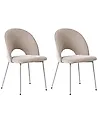 Set of 2 Dining Chairs COVELO Chenille Beige