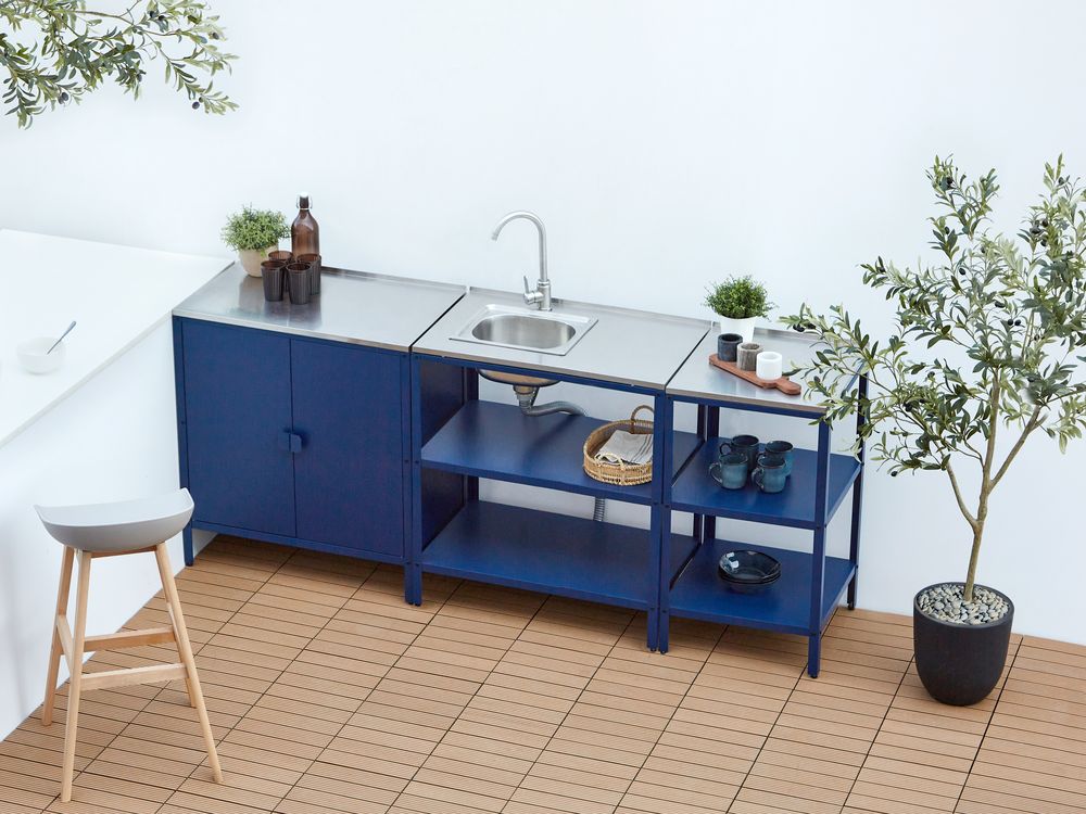 Cuisine d'extérieur 3 pièces avec évier VILAMA Bleu Métal
