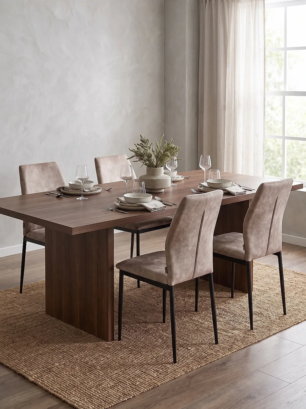 Lot de 4 chaises de salle à manger ROCHEPORT Tissu Taupe_1175265