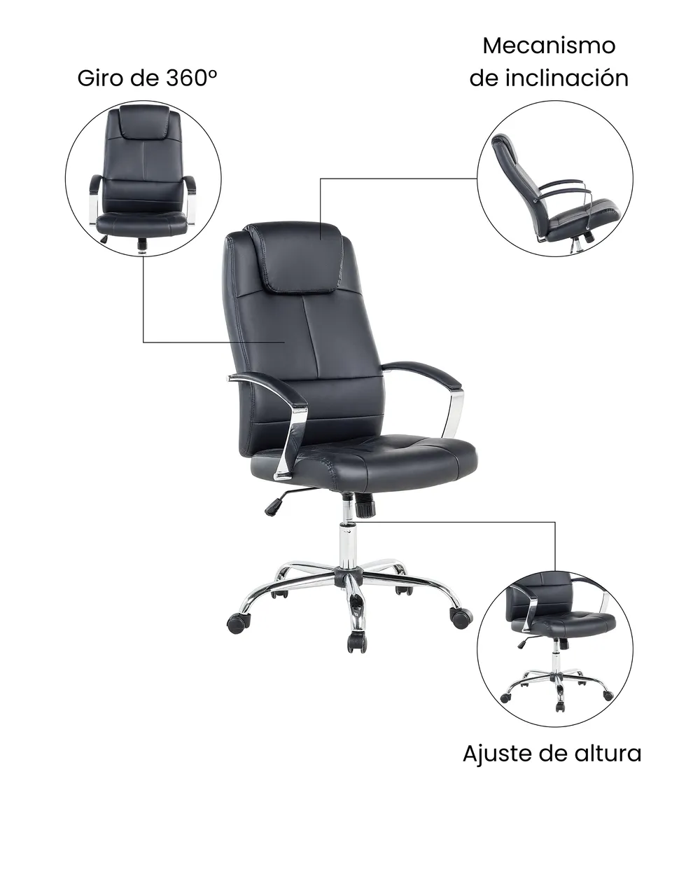 Silla ejecutiva WINNER Piel sintética Negro_1074411