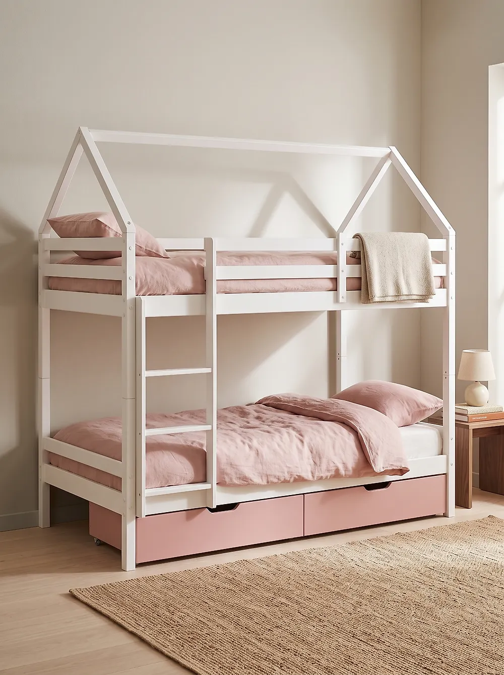 Bunk Bed with Drawers TERNAS Pine Wood Pink 90 x 200 cm (EU Single)_1175112