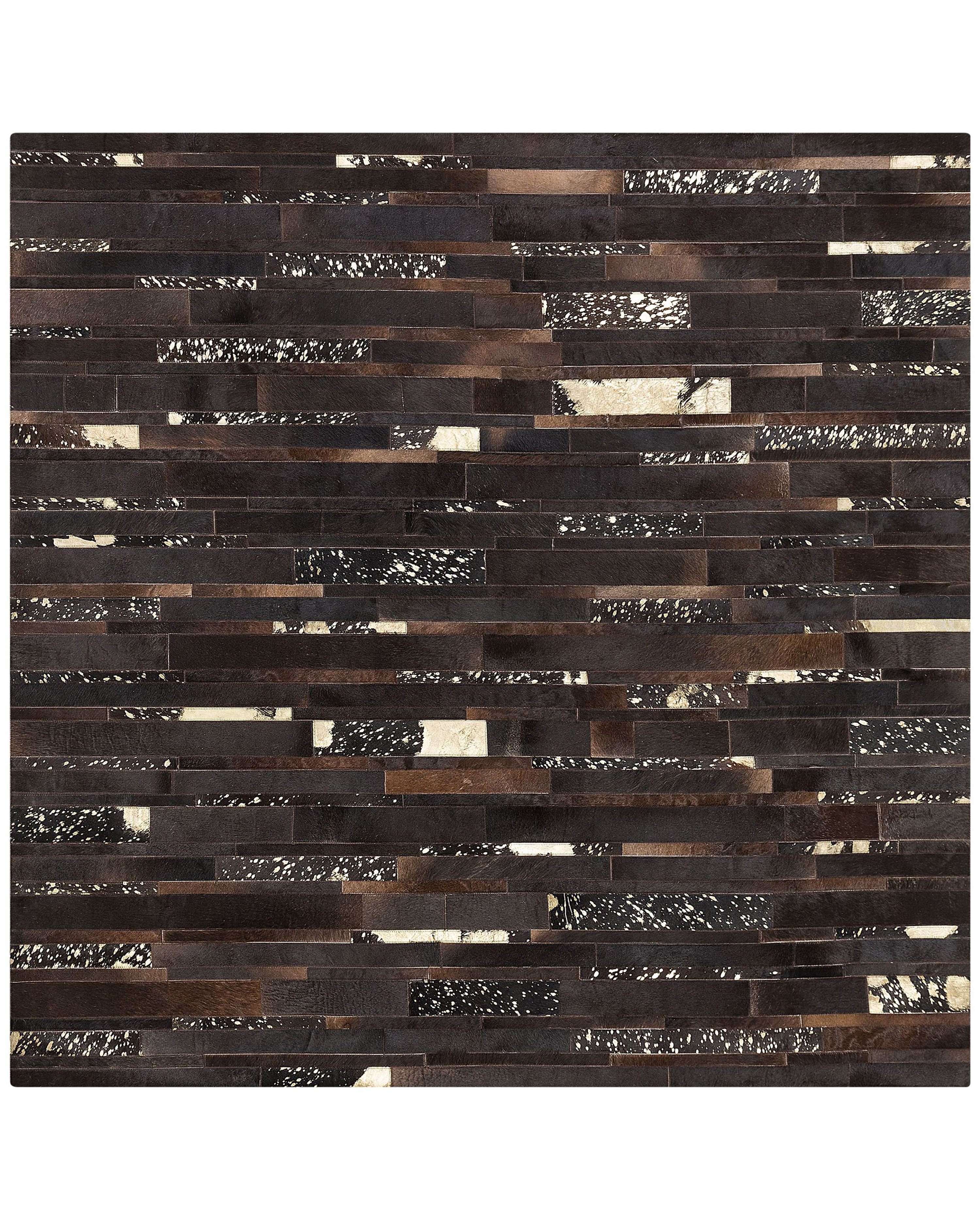 Tappeto patchwork vera pelle 200 x 200 cm nero e oro ARTVIN_745593