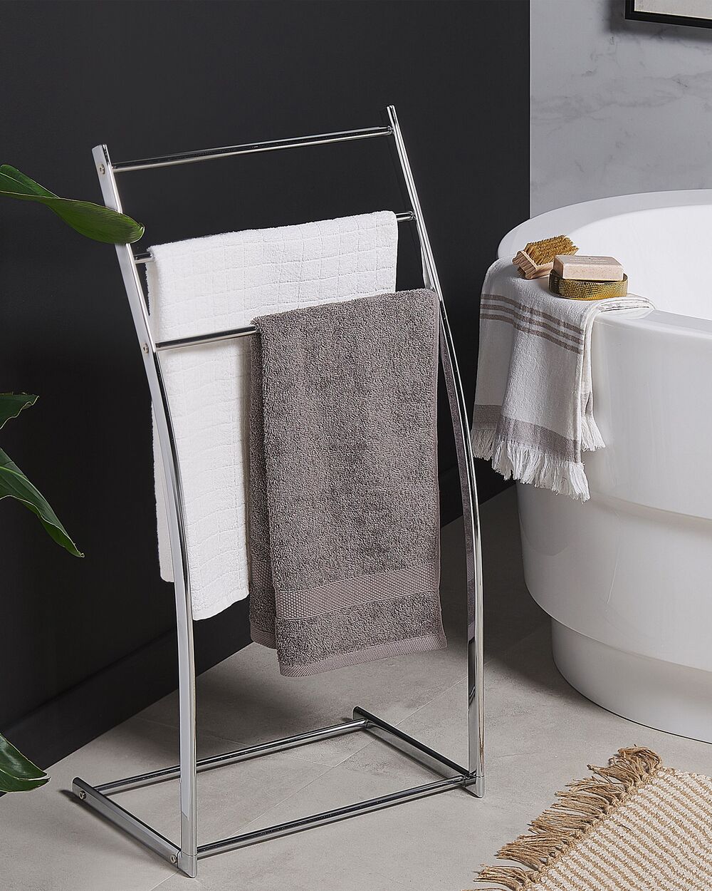 Towel Stand 44 x 86 cm Silver AMBIL Beliani
