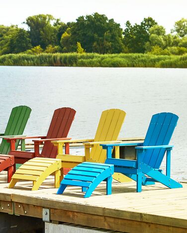 Garden Chair with Footstool Blue ADIRONDACK