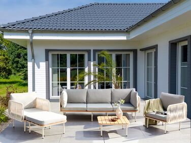 5 Seater Garden Sofa Set with Table and Ottoman Grey SENISE