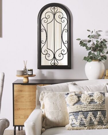 Metal Window Wall Mirror 50 x 98 cm Black CAMPEL