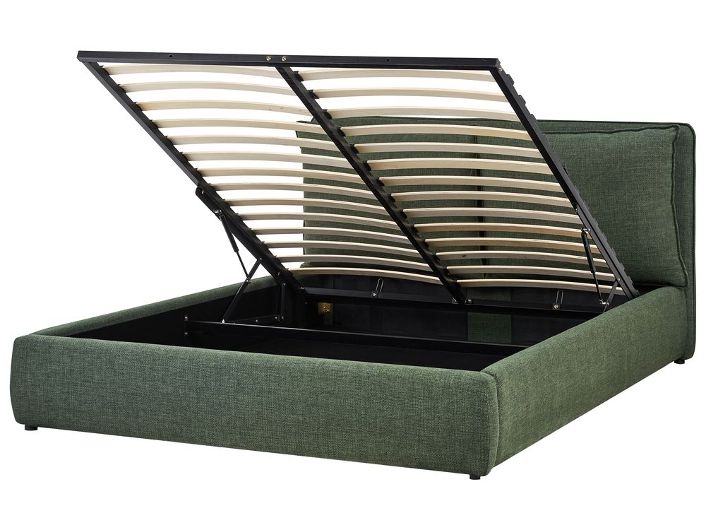 Lit ottoman BAJONNA Tissu Vert foncé 160 x 200 cm