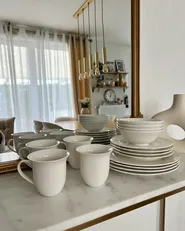 Set of 16 Dinnerware ELDERBERRY Porcelain White_977860